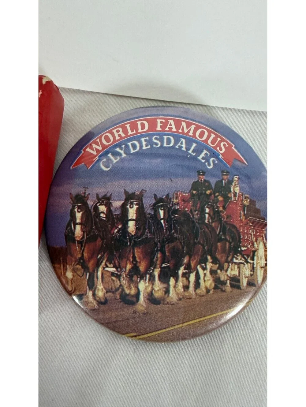 Vintage Budweiser Clydesdales Pinback Button in Box S-15